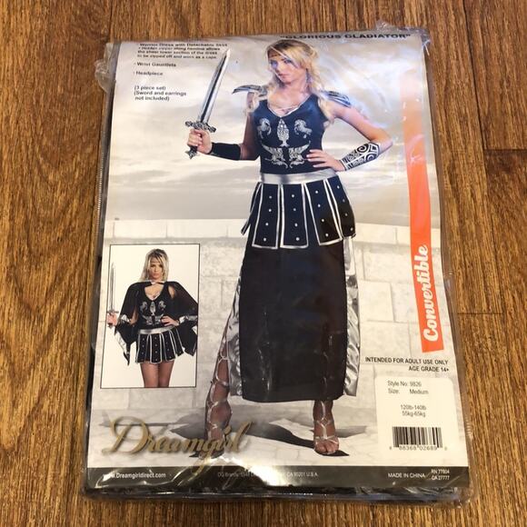 Dreamgirl Glorious Gladiator Convertible Halloween Costume Size Medium - Picture 5 of 8